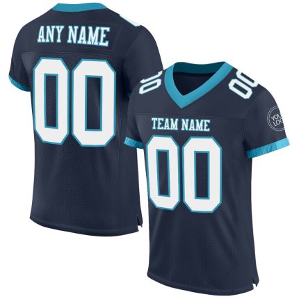 Custom Personalized Navy Blue Panther Mesh Football Jersey with Name and Number Personalized Navy White-Panther Blue Mesh