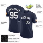 Custom Team Name Number Personalized Navy White Performance T-Shirt Personalized Navy White Performance T-Shirt Team Custom