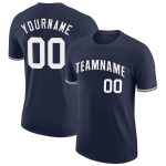 Custom Team Name Number Personalized Navy White Performance T-Shirt Personalized Navy White Performance T-Shirt Team Custom