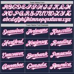 Custom Baseball Jersey with Personalized Name and Number - Navy White Pink, Team Colors, Authentic Arm Shapes Personalized
