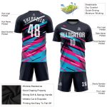 Custom Soccer Uniform Jersey Personalized with Name & Number in Navy, White, Pink & Light Blue Personalized Navy White Pink-Light