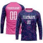 Custom Sublimation Soccer Uniform Jersey with Personalized Name and Number - Navy White-Pink Team Gear Personalized Navy