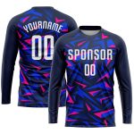 Personalized Navy Pink White Soccer Jersey Sublimation Uniform for Teams Personalized Navy White-Pink Sublimation Soccer