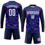 Personalized Navy Pink White Soccer Jersey Sublimation Uniform for Teams Personalized Navy White-Pink Sublimation Soccer