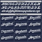 Custom Name Number Authentic Baseball Jersey - Personalized Navy White Pinstripe Design Personalized Navy White Pinstripe