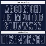 Personalized Soccer Uniform Jersey with Custom Name & Number - Navy White Pinstripe Fade Design Personalized Navy White Pinstripe
