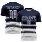 Personalized Soccer Uniform Jersey with Custom Name & Number - Navy White Pinstripe Fade Design Personalized Navy White Pinstripe