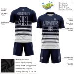 Personalized Soccer Uniform Jersey with Custom Name & Number - Navy White Pinstripe Fade Design Personalized Navy White Pinstripe