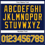 Personalized Gold Authentic Baseball Jersey - Navy White Pinstripe Design Personalized Navy White Pinstripe Gold Authentic