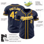 Custom Navy White Pinstripe Gold Baseball Jersey with Personalized Name and Number - Authentic Team Apparel Personalized