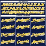 Personalized Custom Name Number Authentic Baseball Jersey Navy White Pinstripe Gold White Personalized Navy White Pinstripe