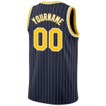 Custom Name Number Authentic Basketball Jersey Navy White Pinstripe Gold White Personalized Navy White Pinstripe Gold-White