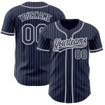 Custom Name and Number Personalized Navy White Pinstripe Gray Baseball Jersey - Authentic Team Jersey Personalized Navy White