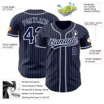 Custom Name and Number Personalized Navy White Pinstripe Gray Baseball Jersey - Authentic Team Jersey Personalized Navy White