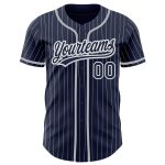 Custom Name and Number Personalized Navy White Pinstripe Gray Baseball Jersey - Authentic Team Jersey Personalized Navy White