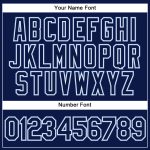 Custom Name and Number Personalized Baseball Jersey - Navy White Pinstripe Light Blue Authentic Design Personalized Navy