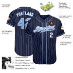 Personalized Authentic Baseball Jersey Light Blue White Navy Pinstripe Personalized Navy White Pinstripe Light Blue-White