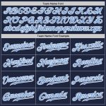 Personalized Authentic Baseball Jersey Light Blue White Navy Pinstripe Personalized Navy White Pinstripe Light Blue-White