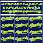 Personalized Custom Name and Number Authentic Baseball Jersey - Navy White Pinstripe with Neon Green Details Personalized