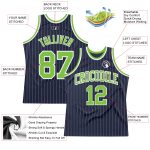 Custom Name Number Personalized Basketball Jersey Navy White Pinstripe Neon Green Authentic Personalized Navy White Pinstripe