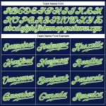 Custom Name Number Baseball Jersey - Personalized Authentic Navy White Pinstripe with Neon Green Accent Personalized Navy