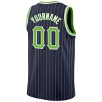 Custom Personalized Basketball Jersey Neon Green White Navy Pinstripe with Name and Number Personalized Navy White Pinstripe