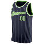 Custom Personalized Basketball Jersey Neon Green White Navy Pinstripe with Name and Number Personalized Navy White Pinstripe