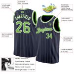 Custom Personalized Basketball Jersey Neon Green White Navy Pinstripe with Name and Number Personalized Navy White Pinstripe