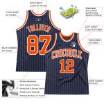 Custom Name Number Basketball Jersey - Personalized Navy White Pinstripe Orange Authentic Team Apparel Personalized Navy