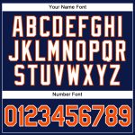Personalized Custom Name and Number Navy White Pinstripe Orange Authentic Baseball Jersey Personalized Navy White Pinstripe