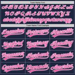 Custom Name Number Authentic Baseball Jersey - Personalized Navy White Pinstripe Personalized Navy White Pinstripe Pink Authentic