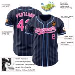Custom Name Number Authentic Baseball Jersey - Personalized Navy White Pinstripe Personalized Navy White Pinstripe Pink Authentic