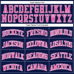 Custom Name and Number Personalized Basketball Jersey - Navy White Pinstripe Design in Pink Authentic Style Personalized