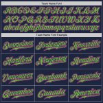 Custom Name & Number Baseball Jersey - Personalized Navy White Pinstripe with Pink & Neon Green Personalized Navy White Pinstripe
