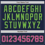 Custom Name & Number Baseball Jersey - Personalized Navy White Pinstripe with Pink & Neon Green Personalized Navy White Pinstripe