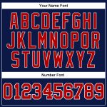 Custom Personalized Basketball Jersey with Navy White Pinstripe and Red Name Number Personalized Navy White Pinstripe Red
