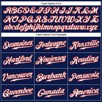 Customizable Red White Navy Pinstripe Baseball Jersey with Name and Number - Authentic Team Apparel Personalized Navy White