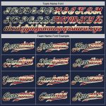 Personalized Vintage USA Flag Baseball Jersey - Custom Name & Number - Navy White Pinstripe Design Personalized Navy White
