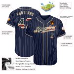 Personalized Vintage USA Flag Baseball Jersey - Custom Name & Number - Navy White Pinstripe Design Personalized Navy White