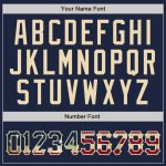 Personalized Vintage USA Flag Baseball Jersey - Custom Name & Number - Navy White Pinstripe Design Personalized Navy White