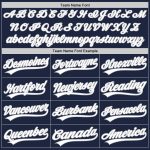 Personalized Navy White Pinstripe Baseball Jersey - Authentic Gray Design Personalized Navy White Pinstripe White-Gray Authentic