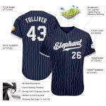 Custom Name Number Navy White Pinstripe Authentic Baseball Jersey - Personalized Team Apparel Personalized Navy White Pinstripe