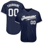 Custom Name Number Navy White Pinstripe Authentic Baseball Jersey - Personalized Team Apparel Personalized Navy White Pinstripe