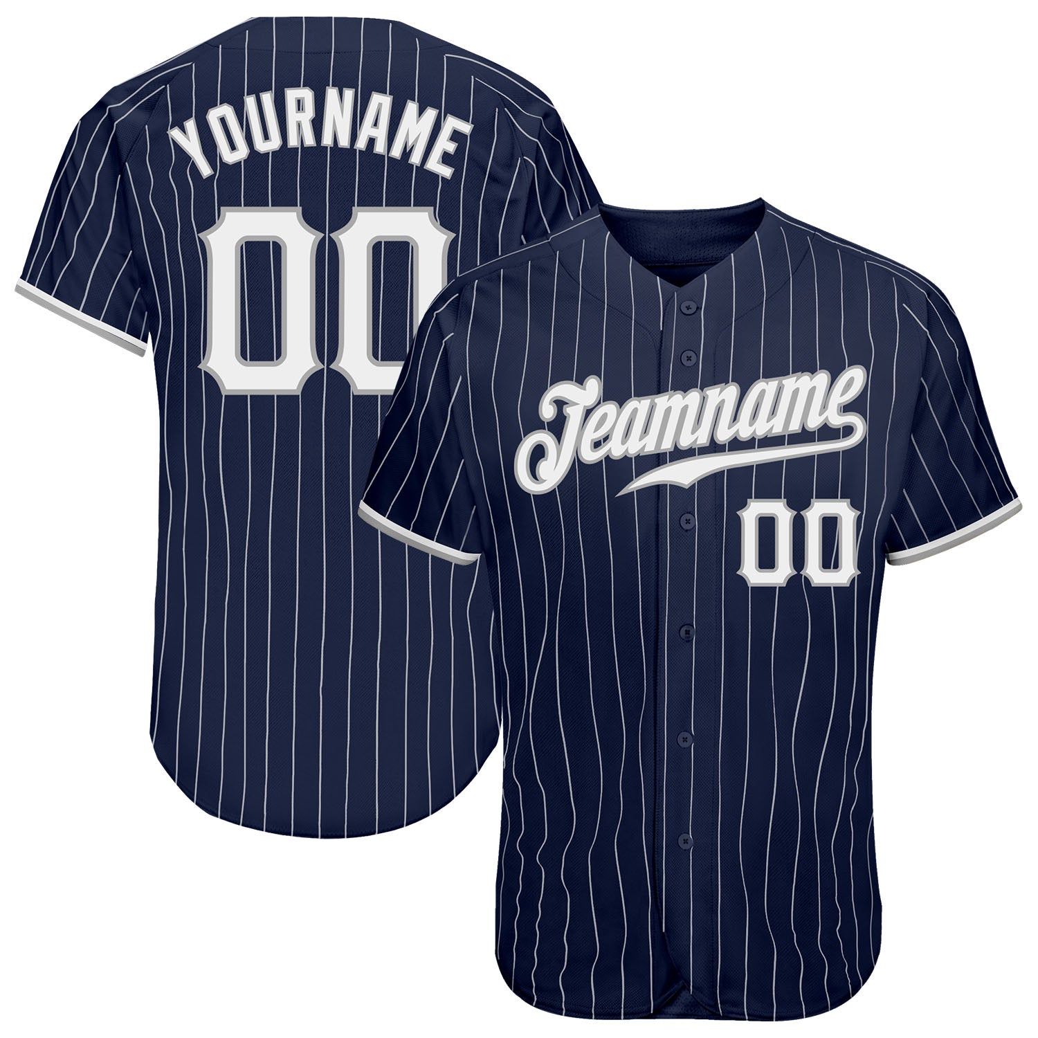 Custom Name Number Navy White Pinstripe Authentic Baseball Jersey - Personalized Team Apparel Personalized Navy White Pinstripe