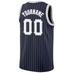 Custom Name & Number Authentic Basketball Jersey - Personalized Navy White Pinstripe in White-Gray Personalized Navy White
