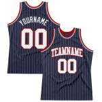 Custom Name Number Basketball Jersey - Personalized Navy White Pinstripe Gray Red Authentic Team Jersey Personalized Navy
