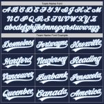 Custom Personalized Authentic Baseball Jersey Navy White Pinstripe with Light Blue Name and Number Personalized Navy White