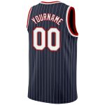 Custom Name Number Navy White Pinstripe Authentic Basketball Jersey - Personalized Team Apparel Personalized Navy White Pinstripe