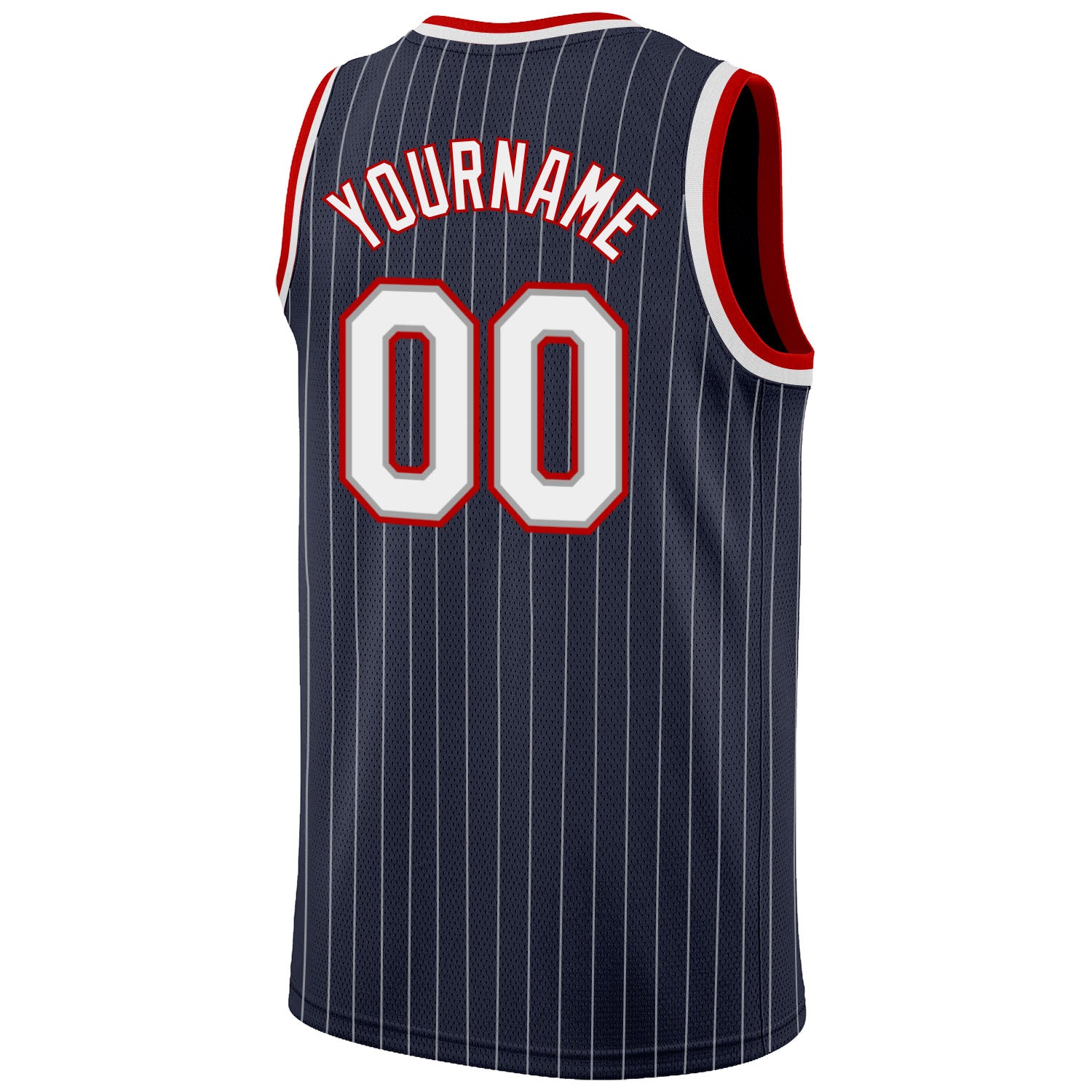 Personalized Navy White Pinstripe White-Red Authentic Basketball Jersey Team Custom Name and Number Custom Name Number Navy White Pinstripe Authentic Basketball Jersey - Personalized Team Apparel Personalized Navy White Pinstripe - Image 6
