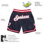 Custom Name Number Basketball Shorts - Personalized Navy White Red Pinstripe Authentic Team Gear Personalized Navy White